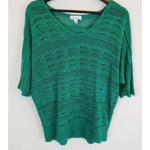 Kim Rogers XL Green Crochet Short Sleeve Top